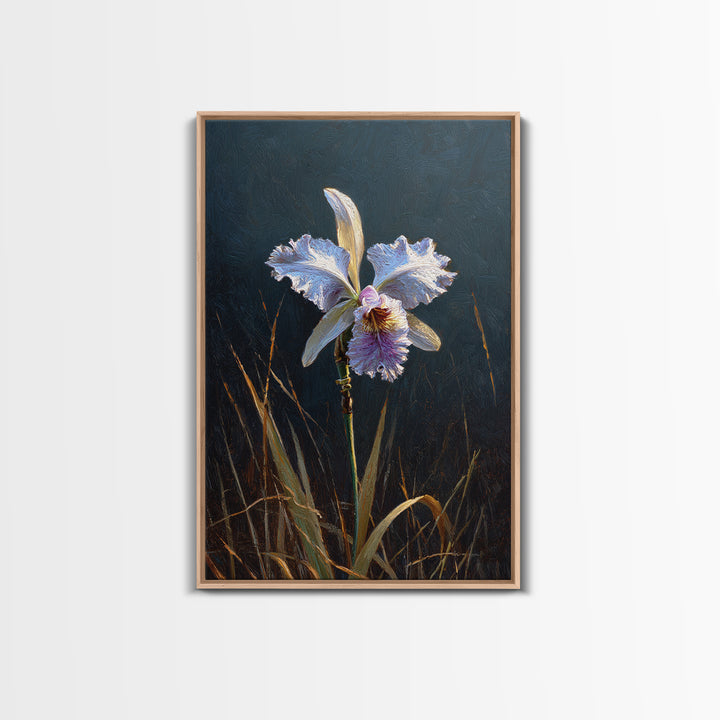 Orchid and Hummingbird Composition Framed Canvas Print, Tropical Art, Pink Wall Art, Living Room Decor, Fine Art, Tropic, TRO-2x3-90