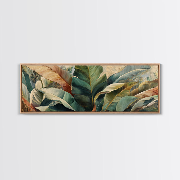 Banana Leaves Layered Framed Canvas Print, Tropical Art, Coastal Decor, Living Room Decor, Fine Art, Tropic, Modern Decor, TRO-3x1-1