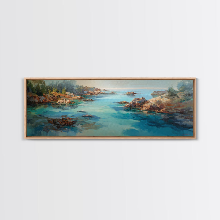 Tropical Lagoon with Turquoise Water Framed Canvas Print, Tropical Art, Room Decor, Living Room Decor, Fine Art, Tropic, TRO-3x1-23