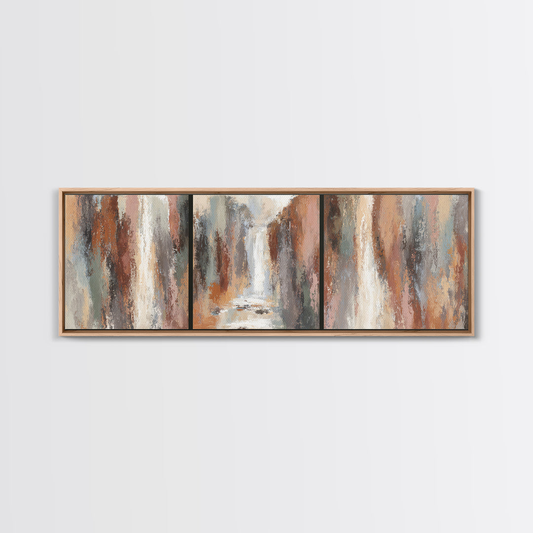 Jungle Waterfall with Misty Light Canvas Print, Tropical Art, Beach Decor, Living Room Decor, Oil Painting, Tropic, TRO-3x1-29