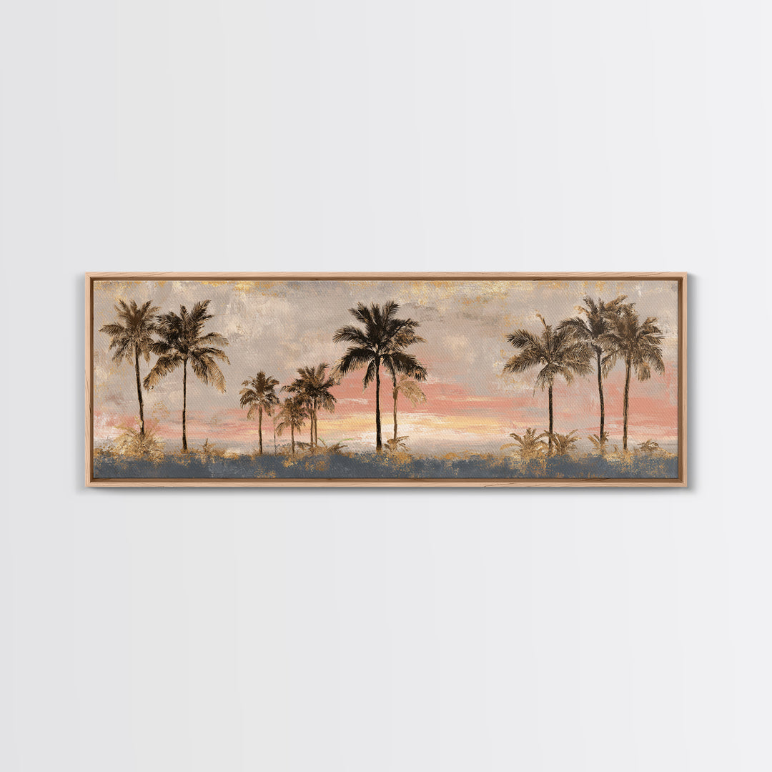 Palm Tree Silhouettes Framed Canvas Print, Tropical Art, Modern Decor, Living Room Decor, Fine Art, Tropic, Wall Decor, TRO-3x1-44