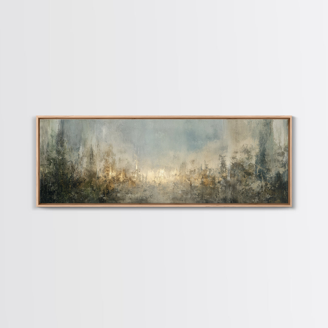 Jungle Waterfall with Misty Light Framed Canvas Print, Tropical Art, Gallery Wall Art, Living Room Decor, Fine Art, Tropic, TRO-3x1-53