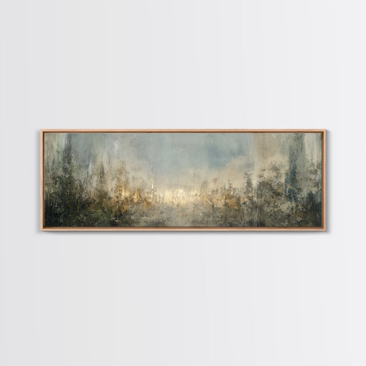 Jungle Waterfall with Misty Light Framed Canvas Print, Tropical Art, Gallery Wall Art, Living Room Decor, Fine Art, Tropic, TRO-3x1-53