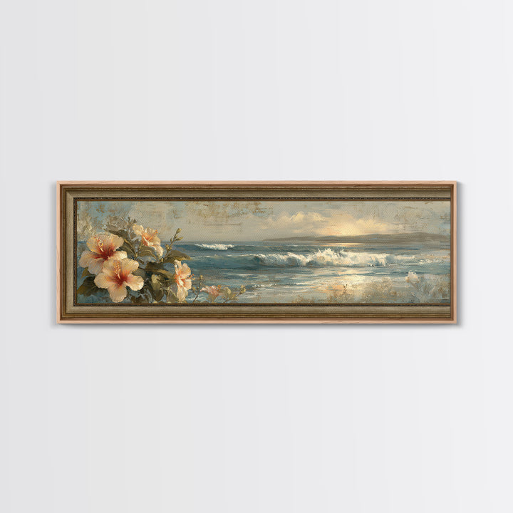 Sunset Surf Scene Canvas Print, Tropical Art, Boho Decor, Living Room Decor, Oil Painting, Tropic, Art Print, Digital Art, TRO-3x1-62