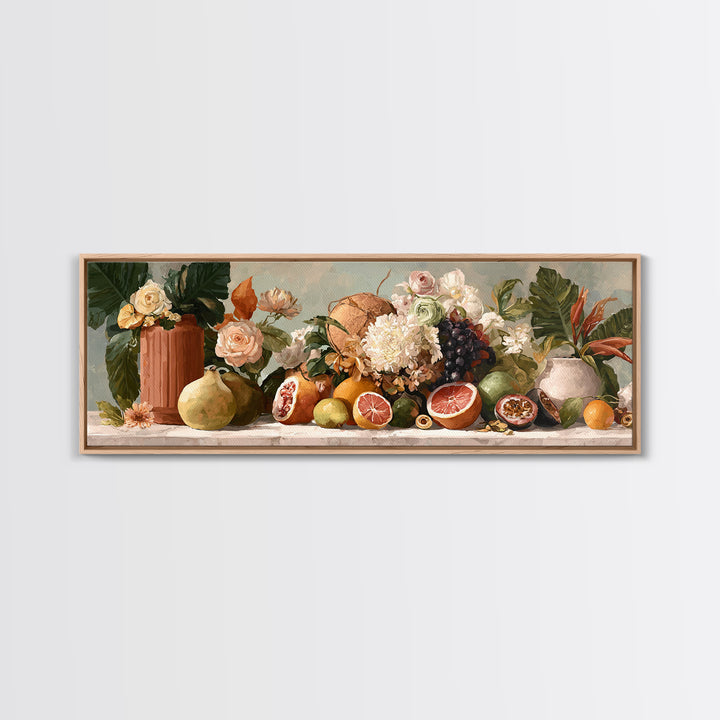 Tropical Fruit Market Arrangement Framed Canvas Print, Tropical Art, Statement Artwork, Living Room Decor, Fine Art, Tropic, TRO-3x1-7
