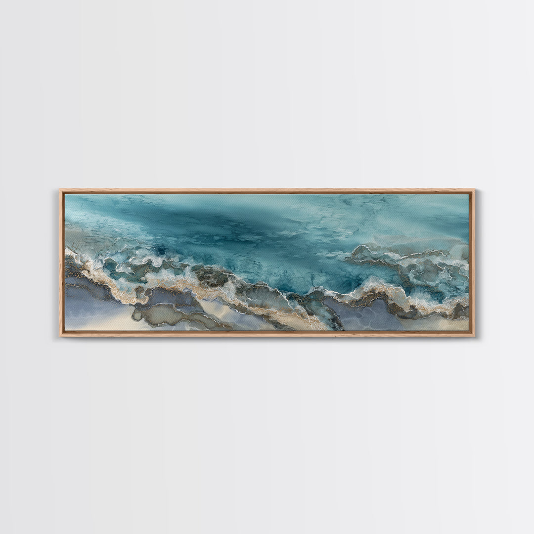 Tropical Lagoon with Turquoise Water Canvas Print, Tropical Art, Pink Wall Art, Living Room Decor, Tropic, Coastal Art, TRO-3x1-71
