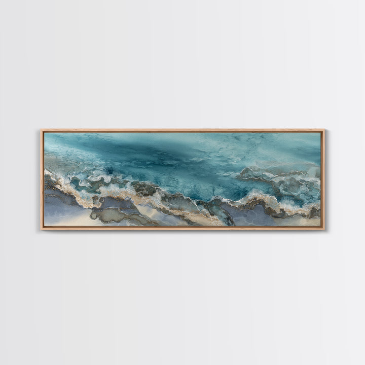Tropical Lagoon with Turquoise Water Canvas Print, Tropical Art, Pink Wall Art, Living Room Decor, Tropic, Coastal Art, TRO-3x1-71