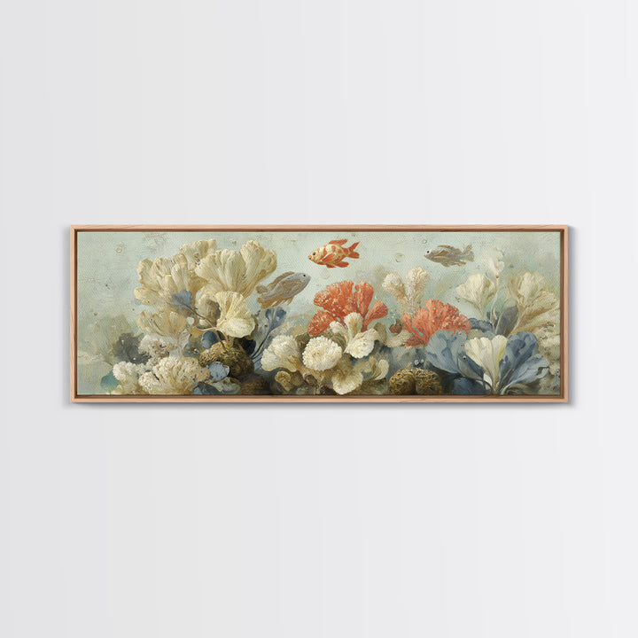 Tropical Fish over Coral Reef Canvas Print, Tropical Art, Oversized Wall Art, Living Room Decor, Fine Art, Tropic, Beach Print, TRO-3x1-75