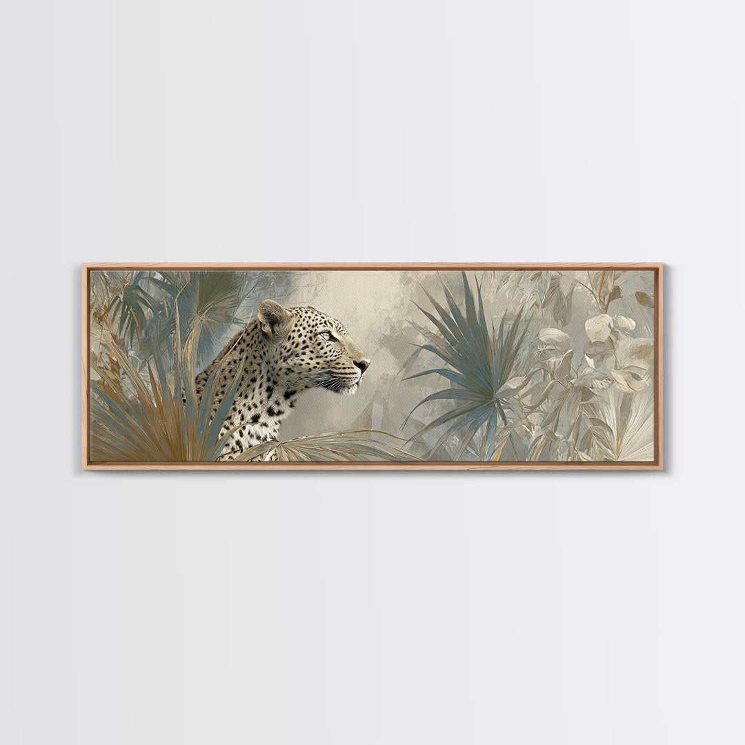 Leopard Hidden Among Palm Leaves Canvas Print, Tropical Art, Printable, Living Room Decor, Fine Art, Tropic, Coastal Decor, TRO-3x1-78