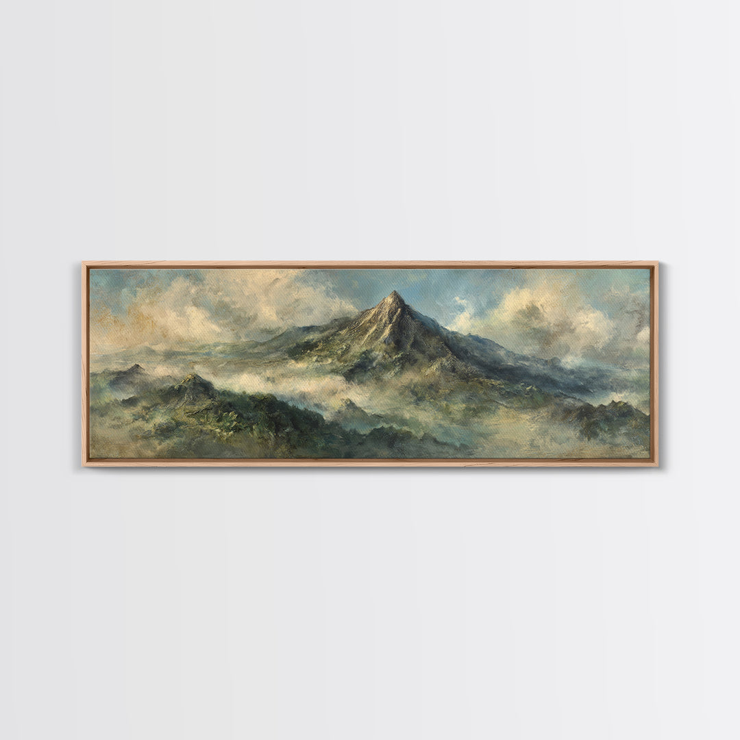 Island Volcano with Lush Foreground Framed Canvas Print, Tropical Art, Set of 3 Prints, Living Room Decor, Fine Art, Tropic, TRO-3x1-9