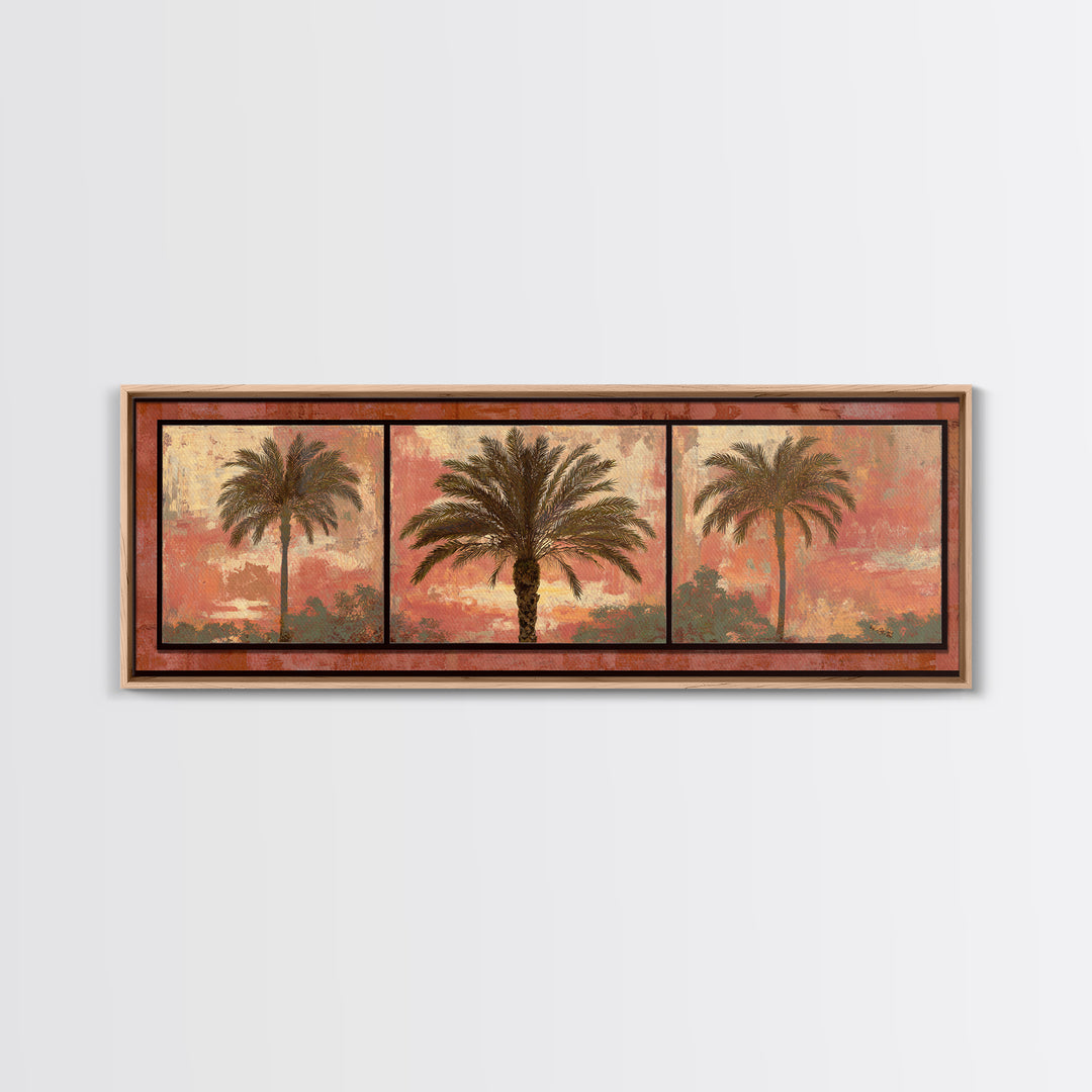 Palm Tree Silhouettes Canvas Print, Tropical Art, Digital Art, Living Room Decor, Oil Painting, Tropic, Watercolor Art, TRO-3x1-92