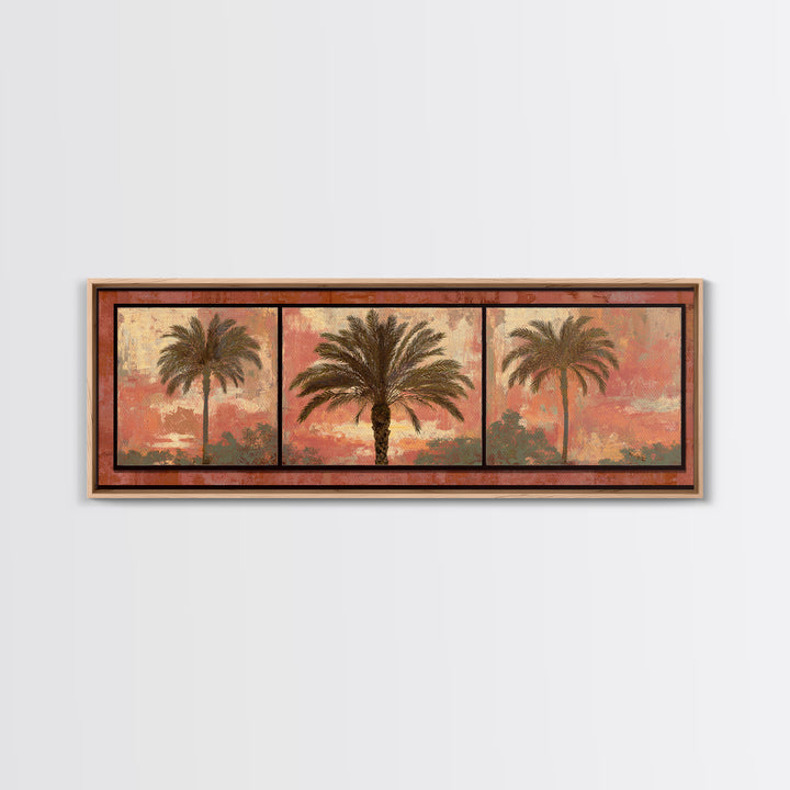 Palm Tree Silhouettes Canvas Print, Tropical Art, Digital Art, Living Room Decor, Oil Painting, Tropic, Watercolor Art, TRO-3x1-92