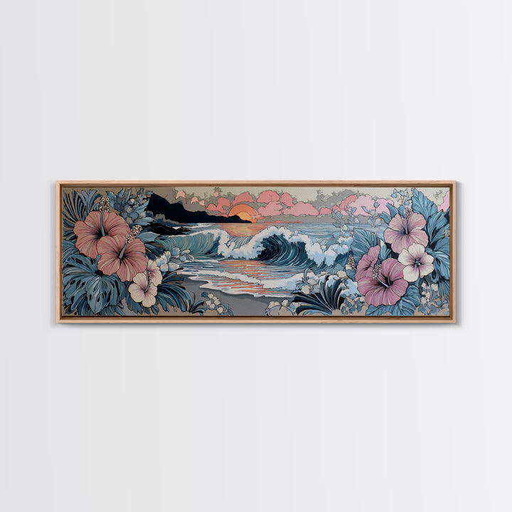 Orchid and Hummingbird Composition Canvas Print, Tropical Art, Gallery Wall Art, Living Room Decor, Fine Art, Tropic, TRO-3x1-98