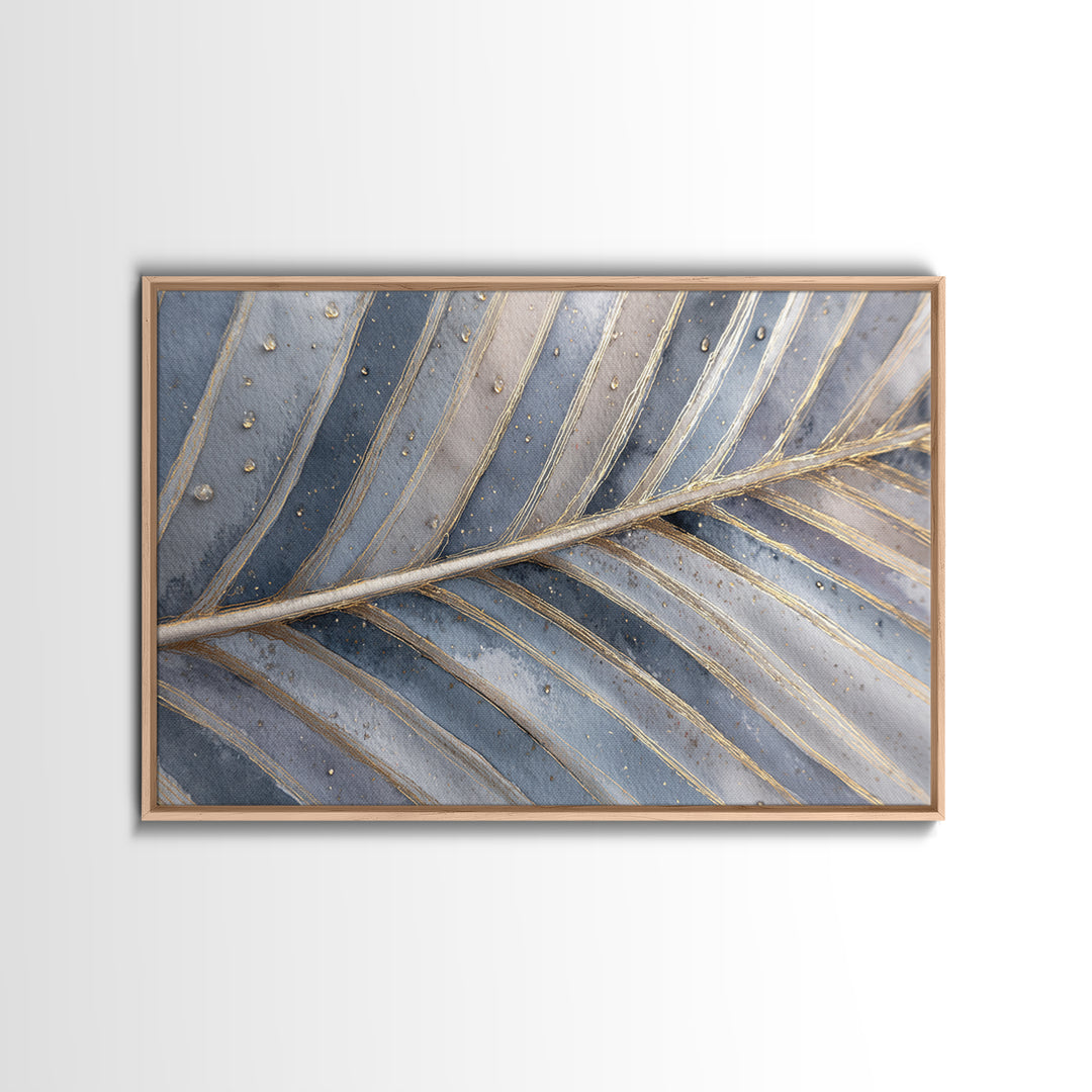 Rain Soaked Palm Leaf Closeup Canvas Print, Tropical Art, Neutral Decor, Living Room Decor, Oil Painting, Tropic, Home Decor, TRO-3x2-49