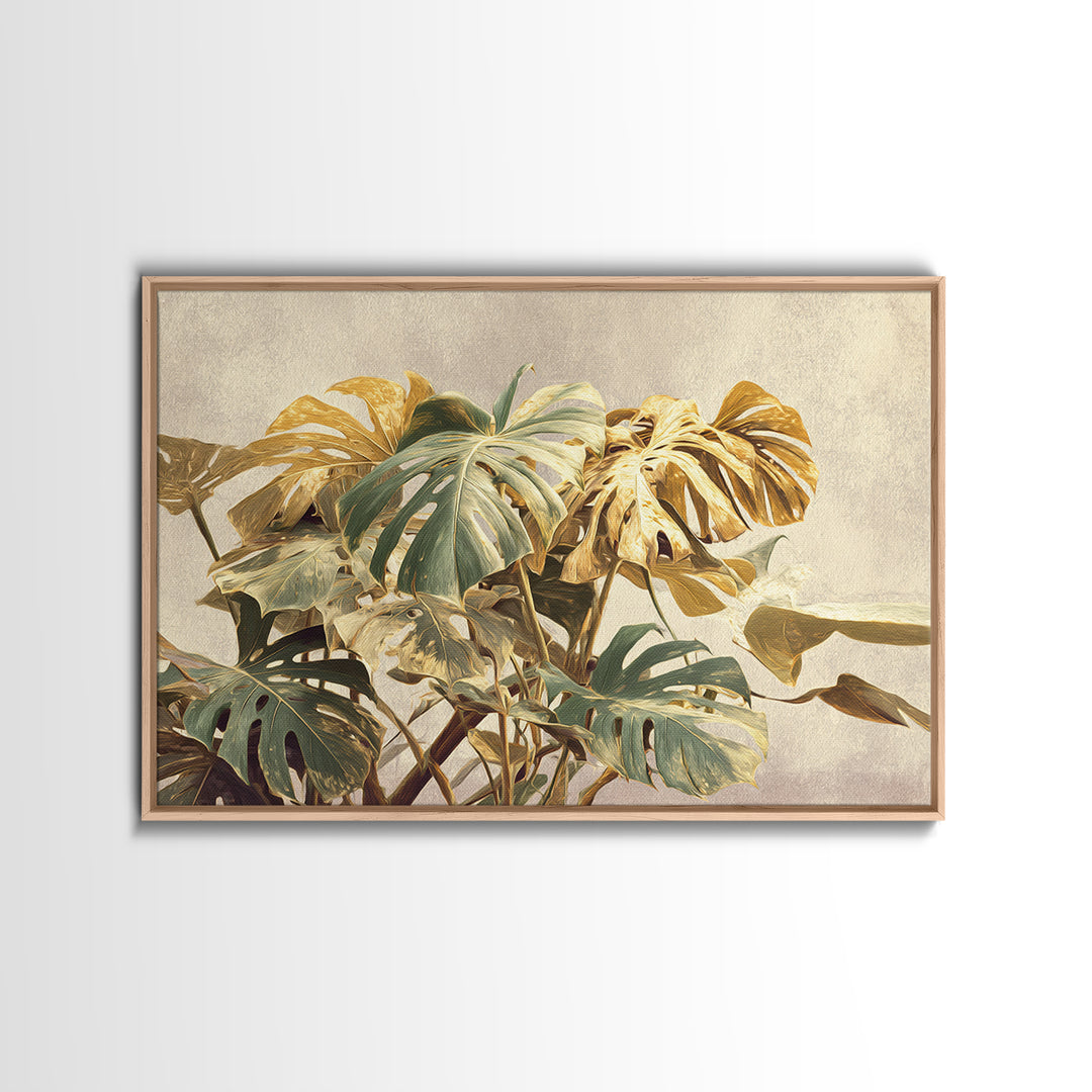 Lush Monstera Leaves Canvas Print, Tropical Art, Modern Decor, Living Room Decor, Fine Art, Tropic, Wall Decor, Digital Prints, TRO-3x2-53
