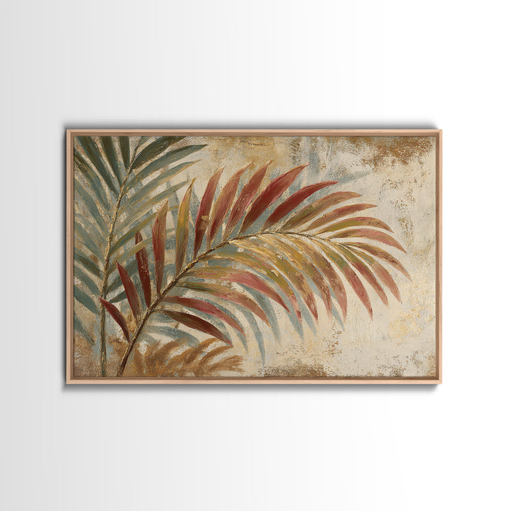 Rain Soaked Palm Leaf Closeup Canvas Print, Tropical Art, Neutral Decor, Living Room Decor, Oil Painting, Tropic, Home Decor, TRO-3x2-73