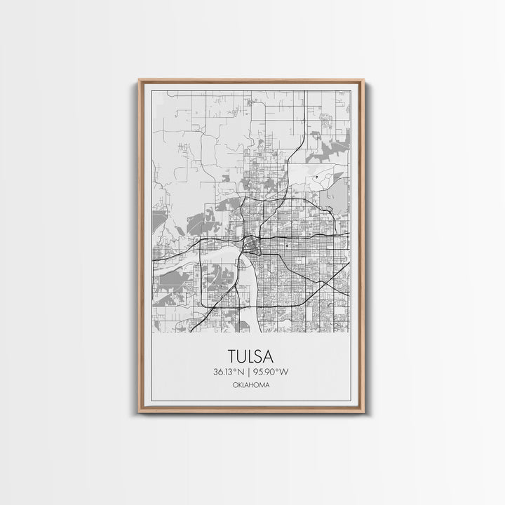 Tulsa Street Map, Oklahoma Map, City Map Print, Modern Wall Art, Wall Art, Canvas Print, Dorm Room Décor, Gift For Husband, Travel Art Print