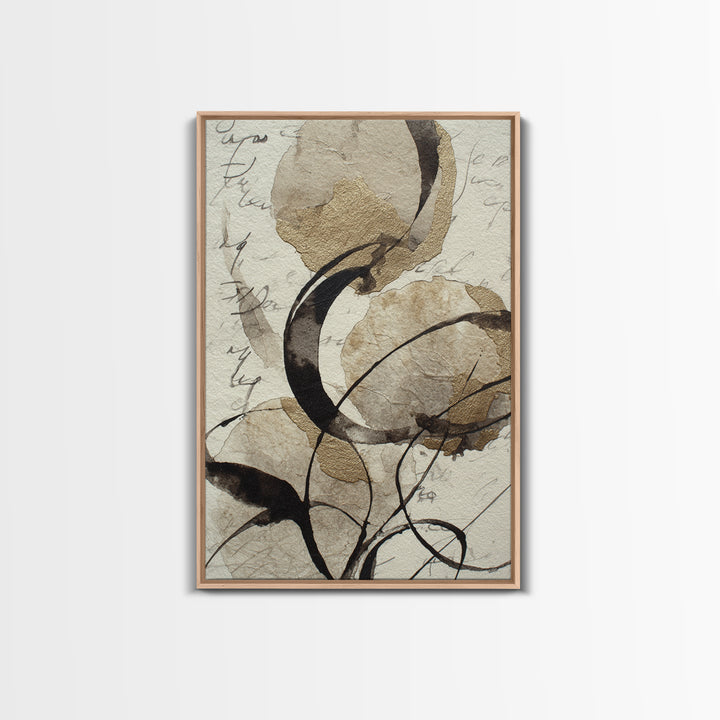 Calligraphy Swashes Forming Floral Composition Framed Canvas Print, Typography Art, Room Decor, Living Room Decor, TYP-2x3-64