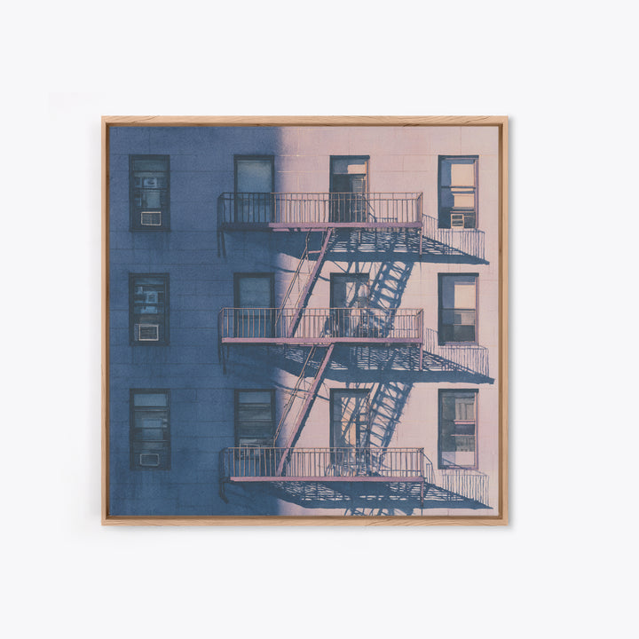 Fire Escape Silhouette Framed Canvas Print, Urban Art, African American Art, Living Room Decor, Fine Art, Urban, Gallery Decor, URB-1x1-2