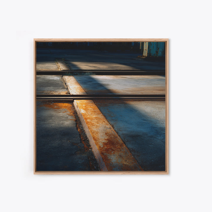 Industrial Rail Tracks Leading into City Canvas Print, Urban Art, Modern Art, Living Room Decor, Oil Painting, Urban, URB-1x1-22