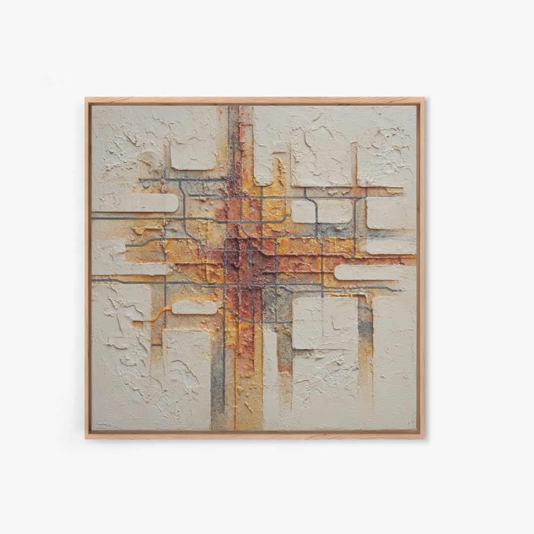 Abstract Subway Map Lines Without Labels Framed Canvas Print, Urban Art, Oil Painting, Living Room Decor, Fine Art, Urban, URB-1x1-28