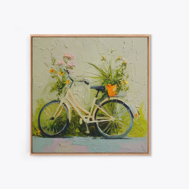 Bicycle Locked to Post Framed Canvas Print, Urban Art, African American Art, Living Room Decor, Fine Art, Urban, Gallery Decor, URB-1x1-39