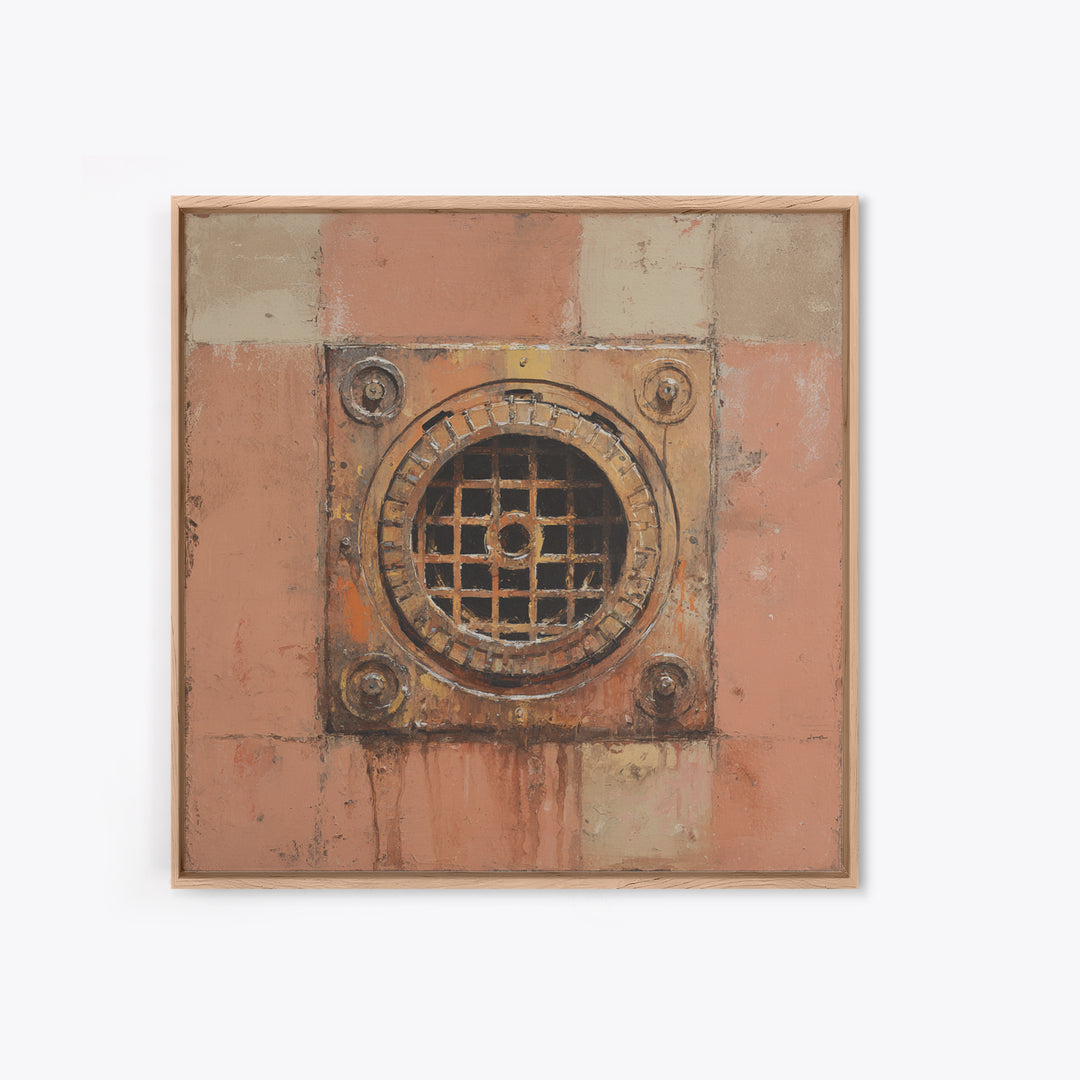 Open Manhole Steam Framed Canvas Print, Urban Art, Gallery Decor, Living Room Decor, Fine Art, Urban, Contemporary Art, URB-1x1-41