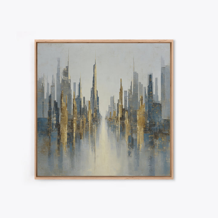 Moody City Skyline Reflected Canvas Print, Urban Art, Modern Decor, Living Room Decor, Abstract Art, Urban, Home Decor, URB-1x1-49