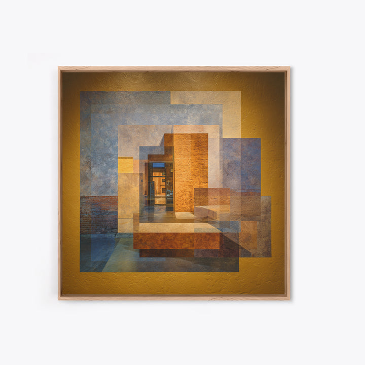 Brick Wall and Window Shadows as Geometry Framed Canvas Print, Urban Art, Fine Art Print, Living Room Decor, Fine Art, Urban, URB-1x1-53