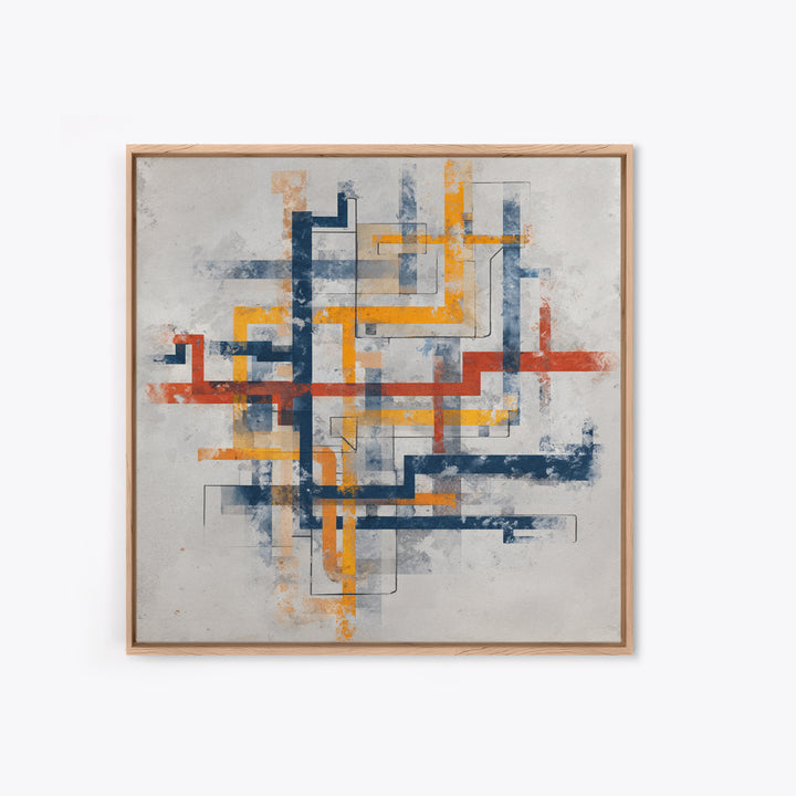 Abstract Subway Map Lines Without Labels Canvas Print, Urban Art, Canvas Painting, Living Room Decor, Abstract Art, Urban, URB-1x1-76