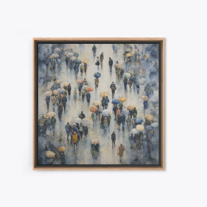 Rain Umbrella Figures Canvas Print, Urban Art, Basketball Wall Art, Living Room Decor, Fine Art, Urban, Textured Painting, URB-1x1-92
