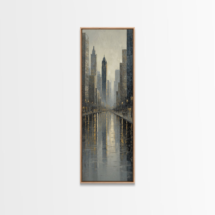 Moody City Skyline Reflected Canvas Print, Urban Art, Statement Artwork, Living Room Decor, Fine Art, Urban, Wall Decor, URB-1x3-13
