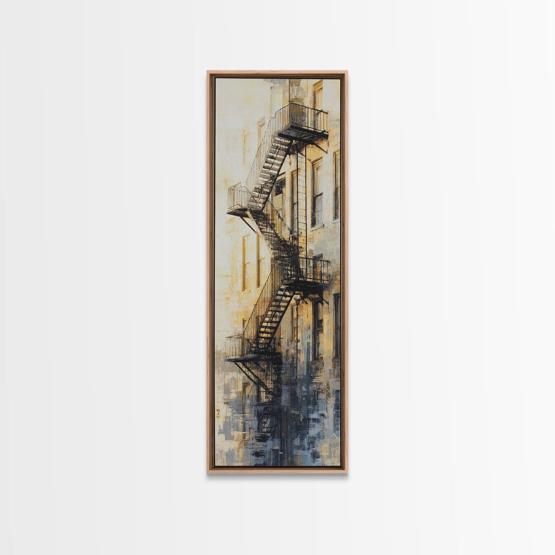 Fire Escape Silhouette Canvas Print, Urban Art, Black Girl Wall Art, Living Room Decor, Fine Art, Urban, Art Print, URB-1x3-38