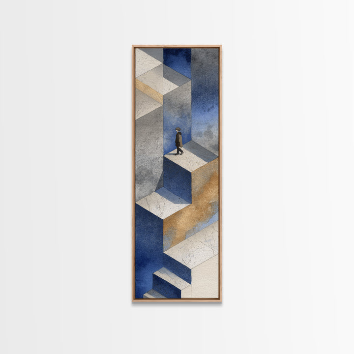 Skateboarder Crossing a Concrete Plaza Canvas Print, Urban Art, Art Deco, Living Room Decor, Fine Art, Urban, Book Shelf Decor, URB-1x3-43