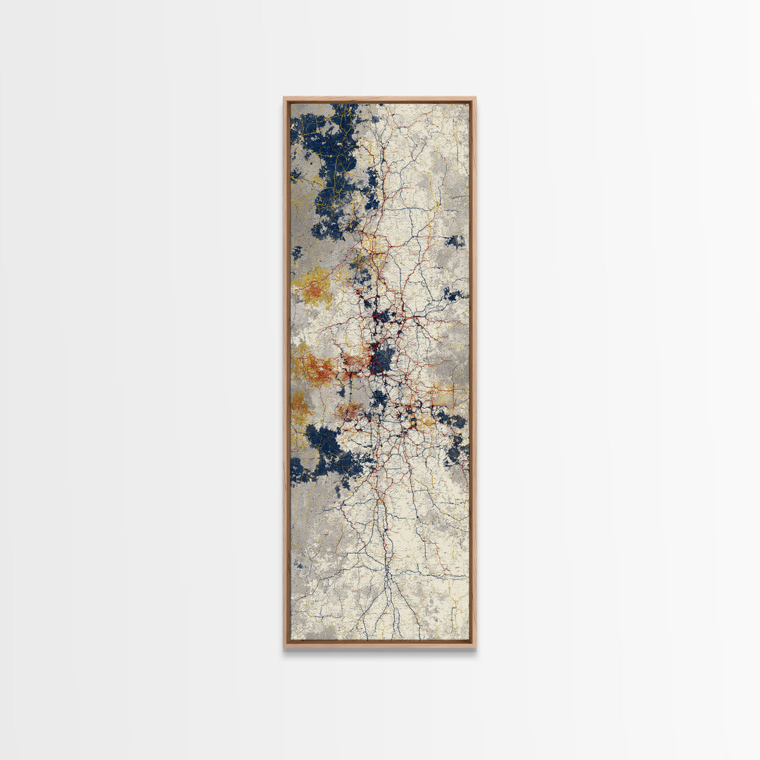 Abstract Subway Map Lines Without Labels Framed Canvas Print, Urban Art, Canvas Wall Art, Living Room Decor, Abstract Art, URB-1x3-64