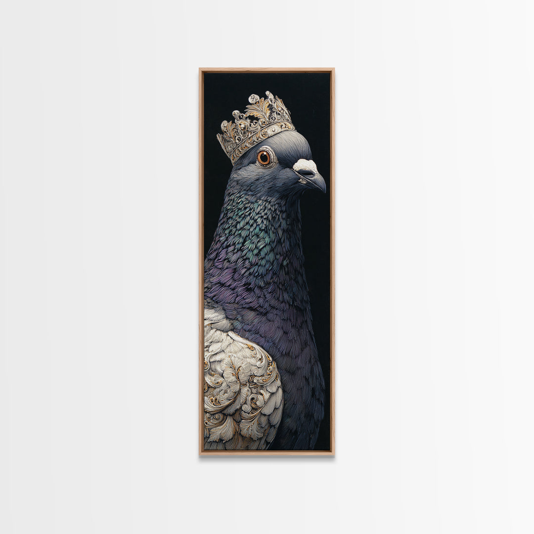 Urban Pigeon Portrait Canvas Print, Urban Art, Textured Wall Art, Living Room Decor, Oil Painting, Urban, Digital Download Art, URB-1x3-68