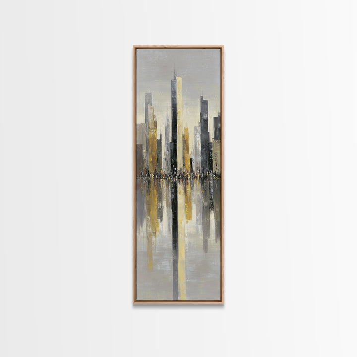 Moody City Skyline Reflected Canvas Print, Urban Art, Poster, Living Room Decor, Abstract Art, Urban, Modern Wall Art, URB-1x3-85