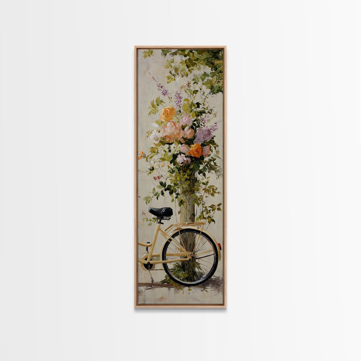 Bicycle Locked to Post Canvas Print, Urban Art, Pop Art, Living Room Decor, Watercolor Art, Urban, Textured Painting, URB-1x3-99
