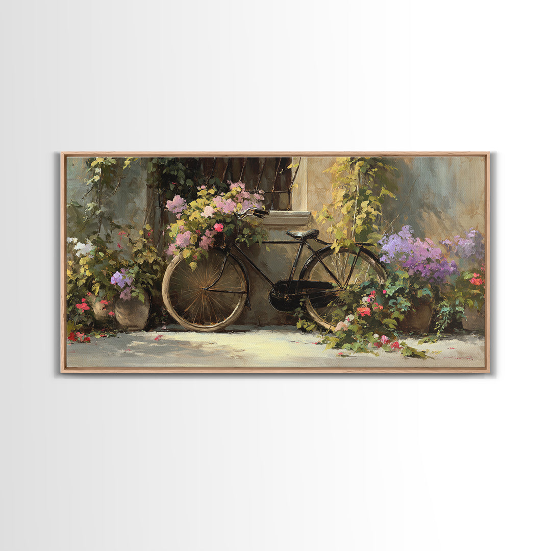 Bicycle Locked to Post Framed Canvas Print, Urban Art, African American Art, Living Room Decor, Fine Art, Urban, Gallery Decor, URB-2x1-11