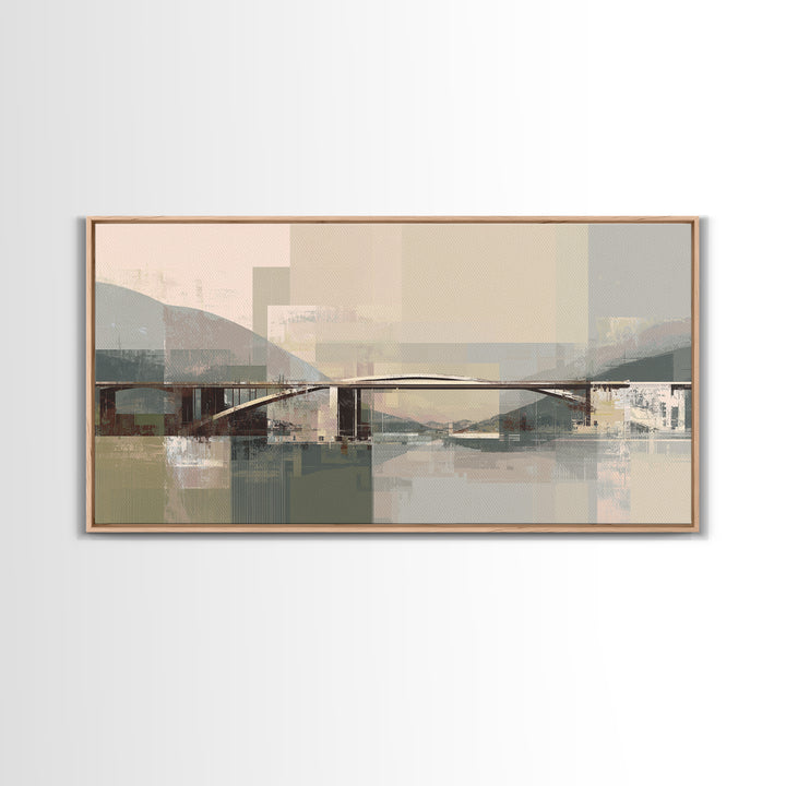 City Bridge Structure Framed Canvas Print, Urban Art, Luxury Decor, Living Room Decor, Fine Art, Urban, Original Painting, URB-2x1-30