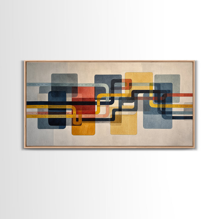 Abstract Subway Map Lines Without Labels Canvas Print, Urban Art, Wall Decor, Living Room Decor, Abstract Art, Urban, URB-2x1-48