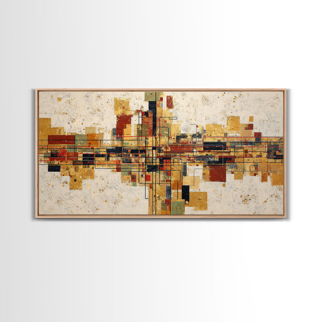Abstract Subway Map Lines Without Labels Framed Canvas Print, Urban Art, Original Art, Living Room Decor, Abstract Art, Urban, URB-2x1-72