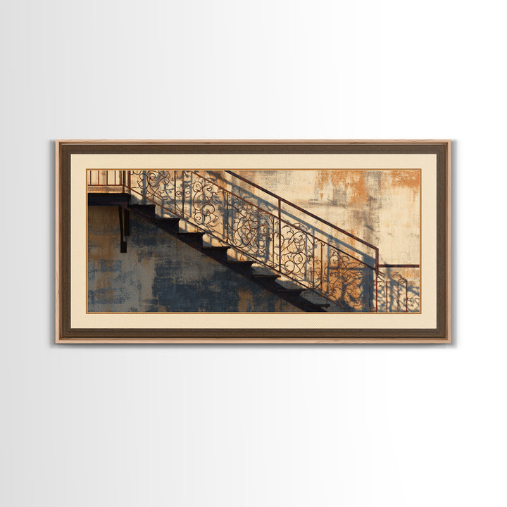 Fire Escape Silhouette Canvas Print, Urban Art, Wall Decor, Living Room Decor, Fine Art, Urban, Living Room Wall Art, URB-2x1-94