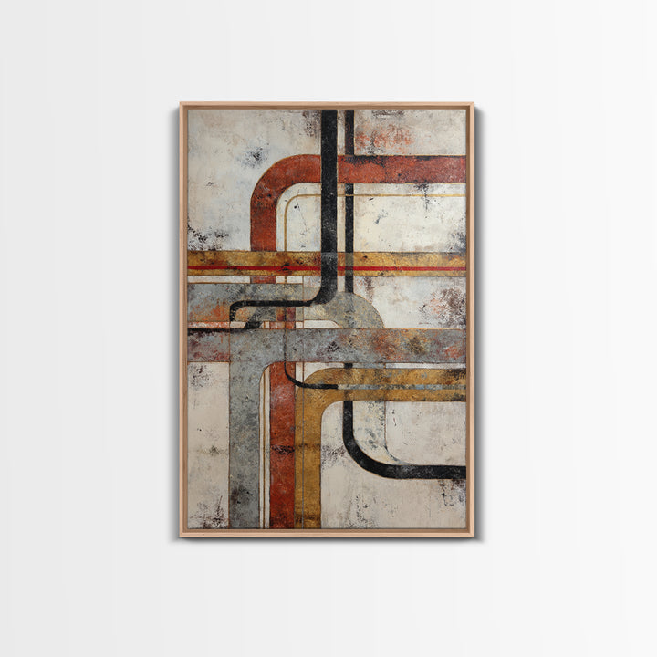 Abstract Subway Map Lines Without Labels Framed Canvas Print, Urban Art, Wall Art, Living Room Decor, Abstract Art, Urban, URB-2x3-60