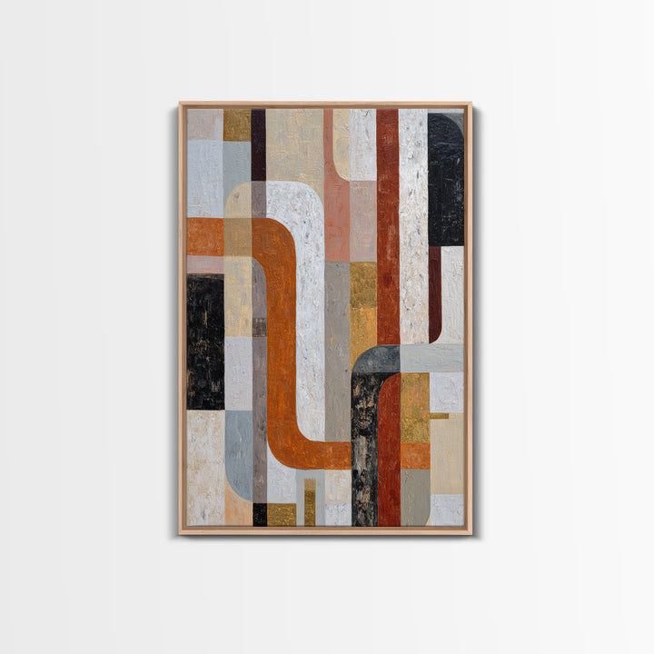High Rise Window Grid Abstract Framed Canvas Print, Urban Art, Oil Painting, Living Room Decor, Abstract Art, Urban, URB-2x3-75