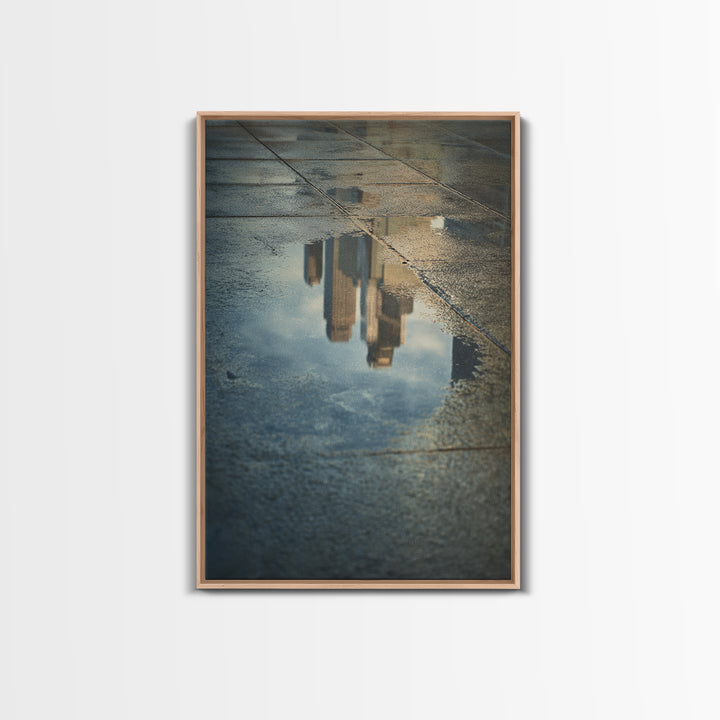 Moody City Skyline Reflected Canvas Print, Urban Art, Poster, Living Room Decor, Abstract Art, Urban, Modern Wall Art, URB-2x3-9
