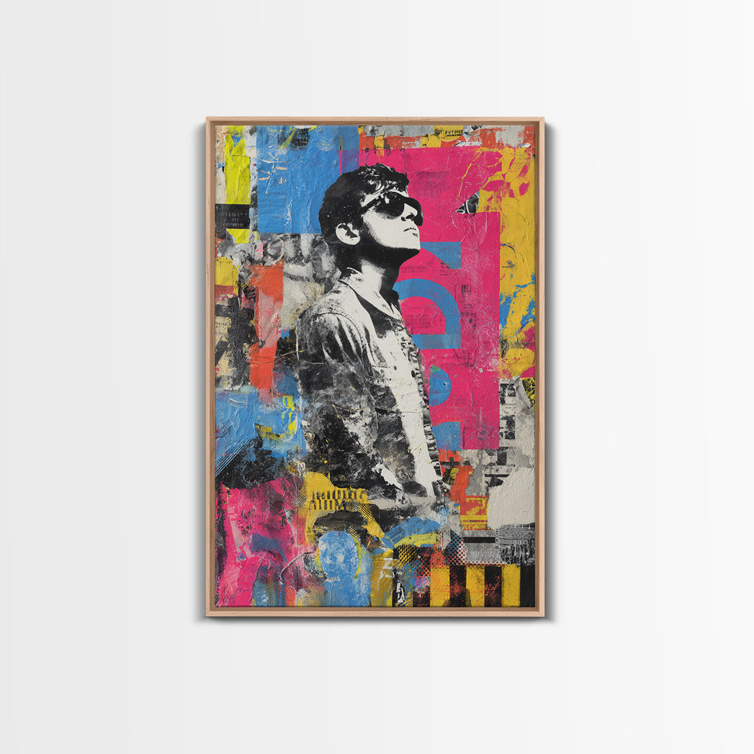 Graffiti Covered Alley Rendered as Color Collage Canvas Print, Urban Art, Black Wall Art, Living Room Decor, Fine Art, Urban, URB-2x3-91