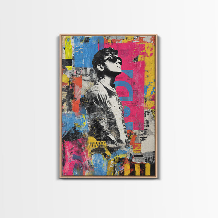Graffiti Covered Alley Rendered as Color Collage Canvas Print, Urban Art, Black Wall Art, Living Room Decor, Fine Art, Urban, URB-2x3-91