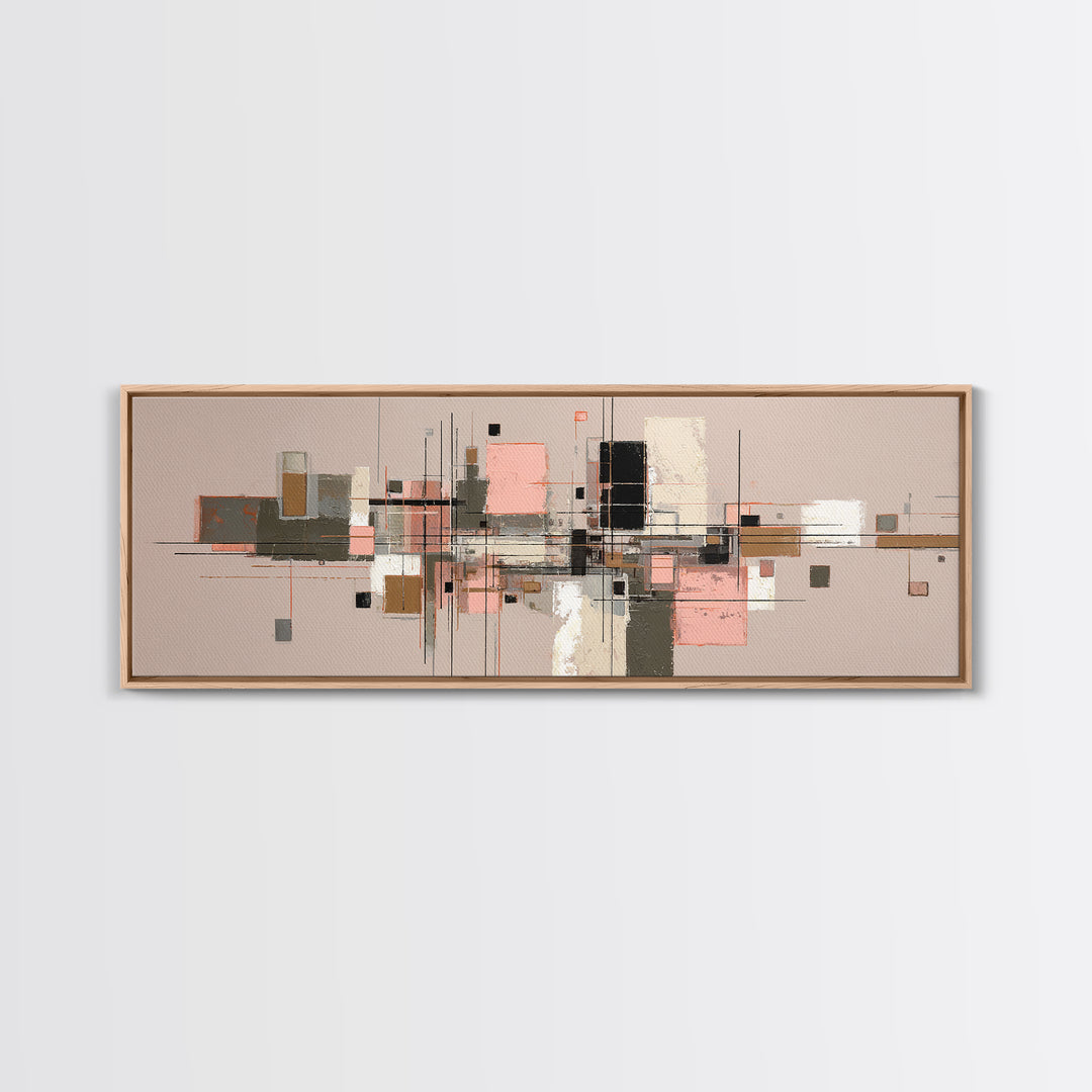 High Rise Window Grid Abstract Canvas Print, Urban Art, Pop Art, Living Room Decor, Abstract Art, Urban, Textured Painting, URB-3x1-11