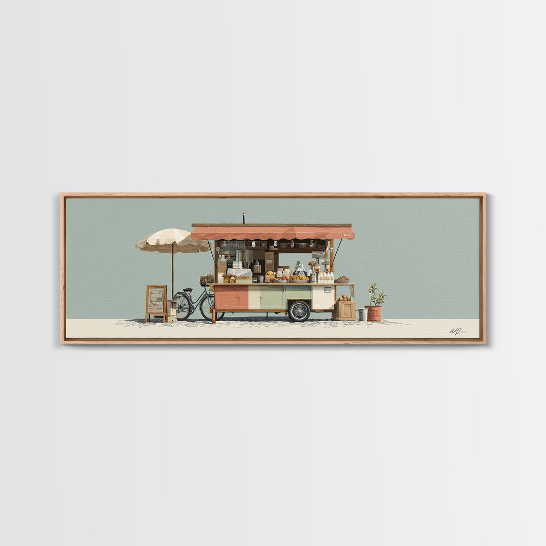 Street Food Cart Still Life Without Signage Framed Canvas Print, Urban Art, Room Decor, Living Room Decor, Fine Art, Urban, URB-3x1-63